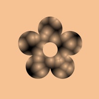 a black and brown flower on a beige background